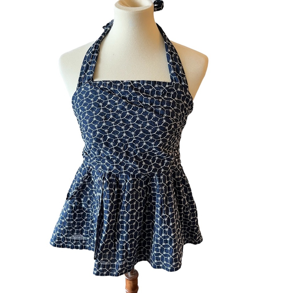 Maeve Navy/White Halter Top